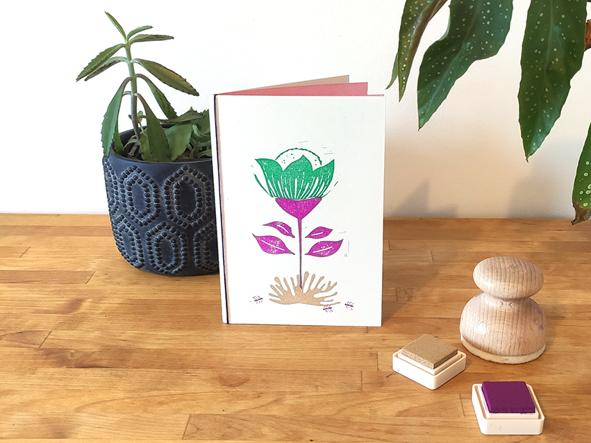 papeterie créative carte fleur verte
