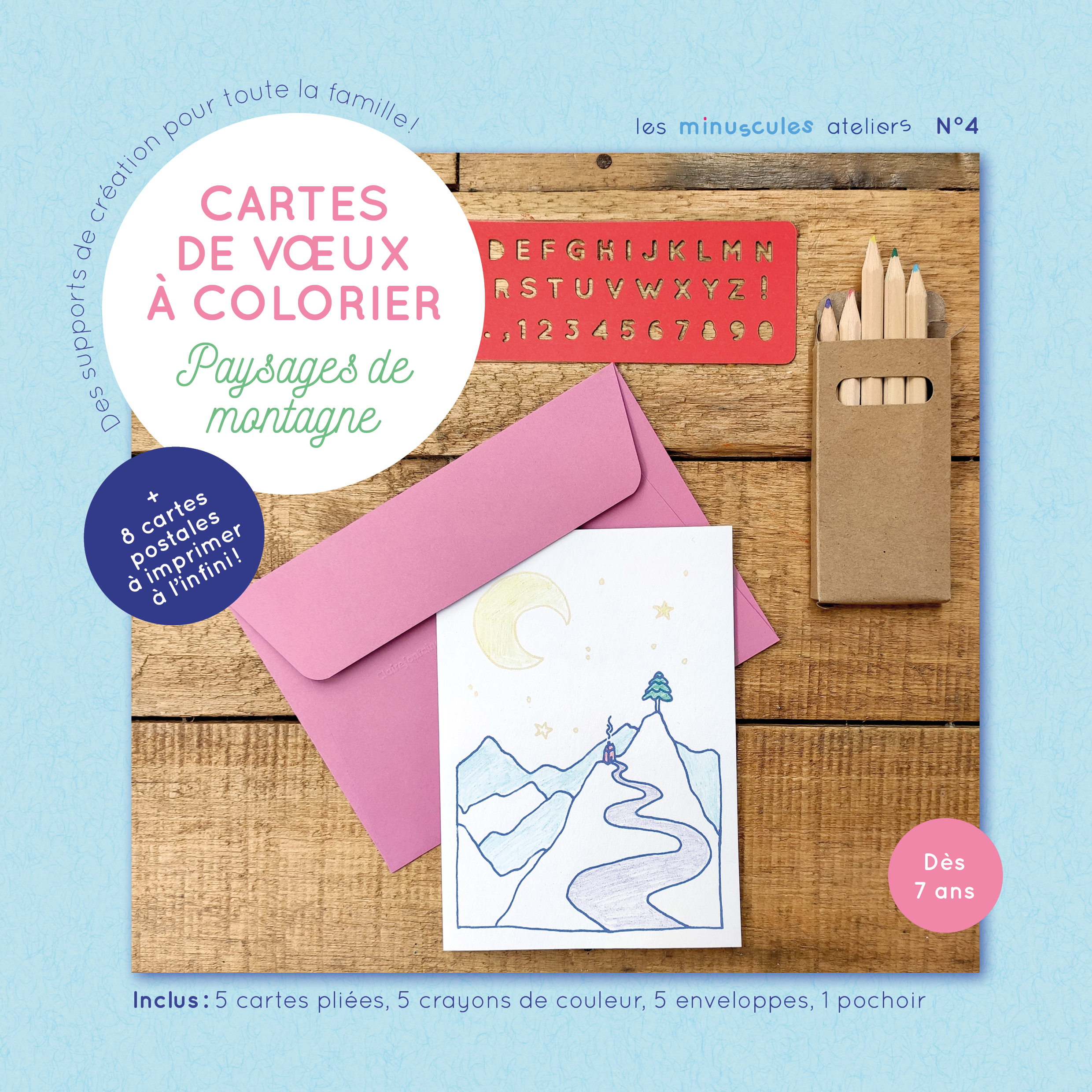 Kit créatif - N°4 Cartes de vœux à colorier