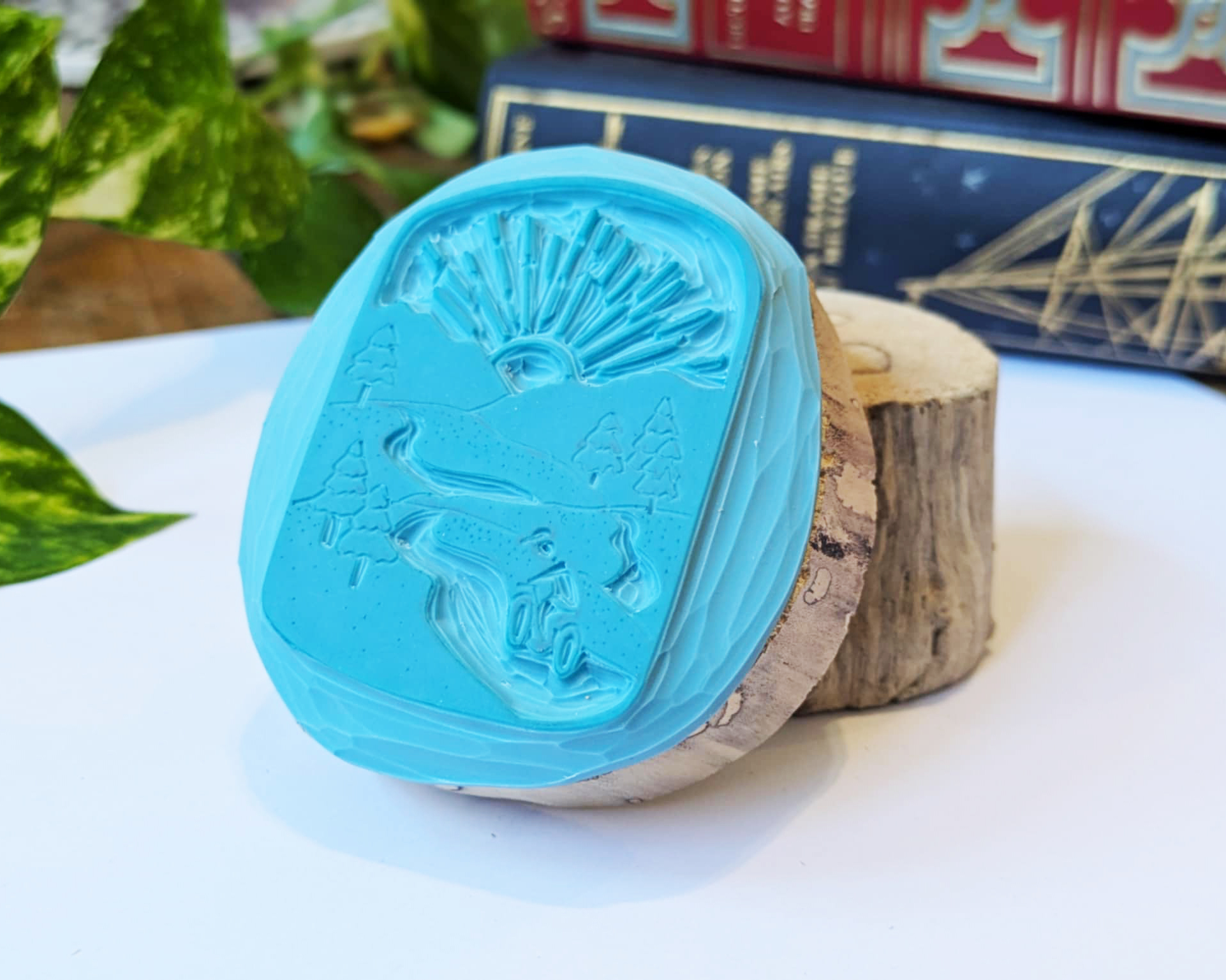 Tampon ex-libris « Vélo » personnalisable – Gravé à la main à Lyon sur bois flotté – Image 2