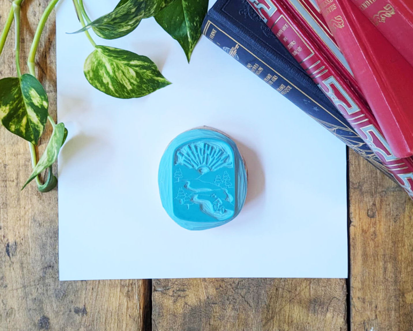 Tampon ex-libris « Vélo » personnalisable – Gravé à la main à Lyon sur bois flotté – Image 3