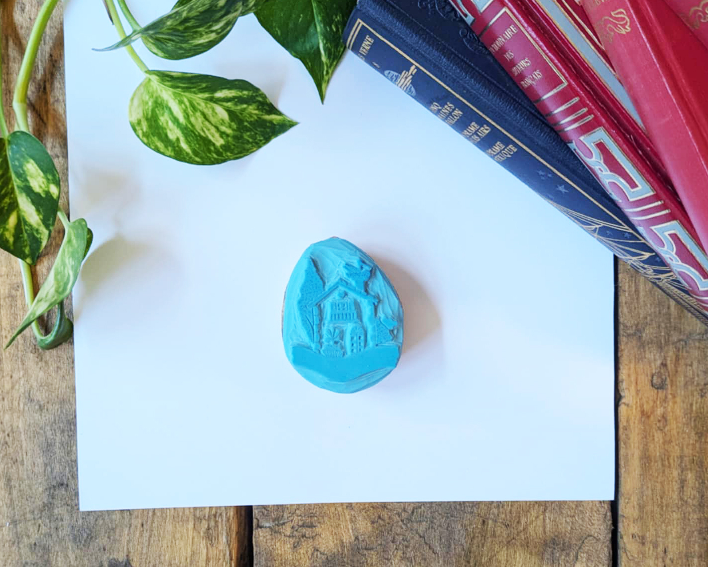 Tampon ex-libris « Maison » personnalisable – Gravé à la main à Lyon sur bois flotté – Image 4