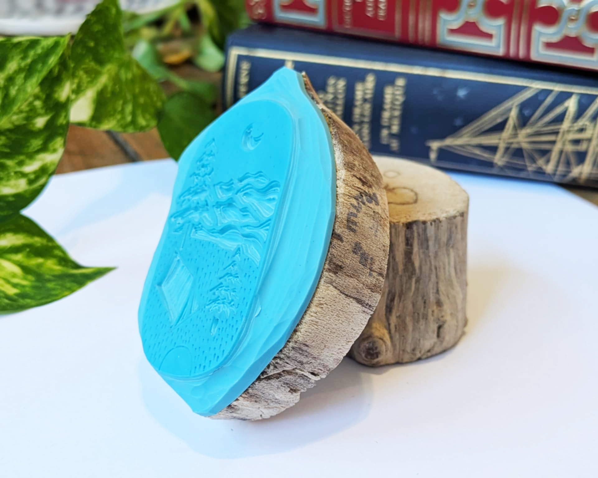 Tampon ex-libris « tente » personnalisable – Gravé à la main à Lyon sur bois flotté – Image 4