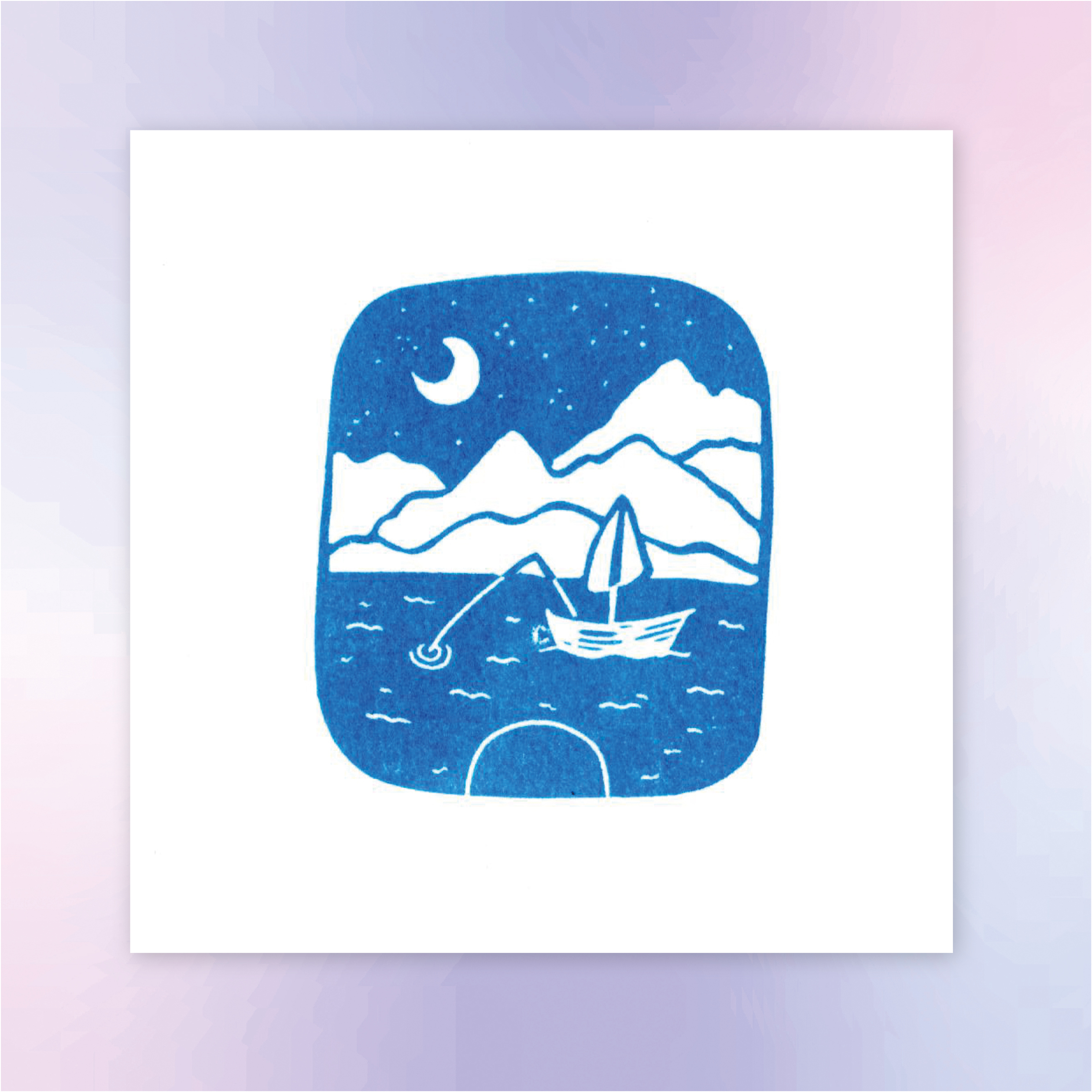 Tampon ex-libris « Lac » personnalisable – Gravé à la main à Lyon sur bois flotté