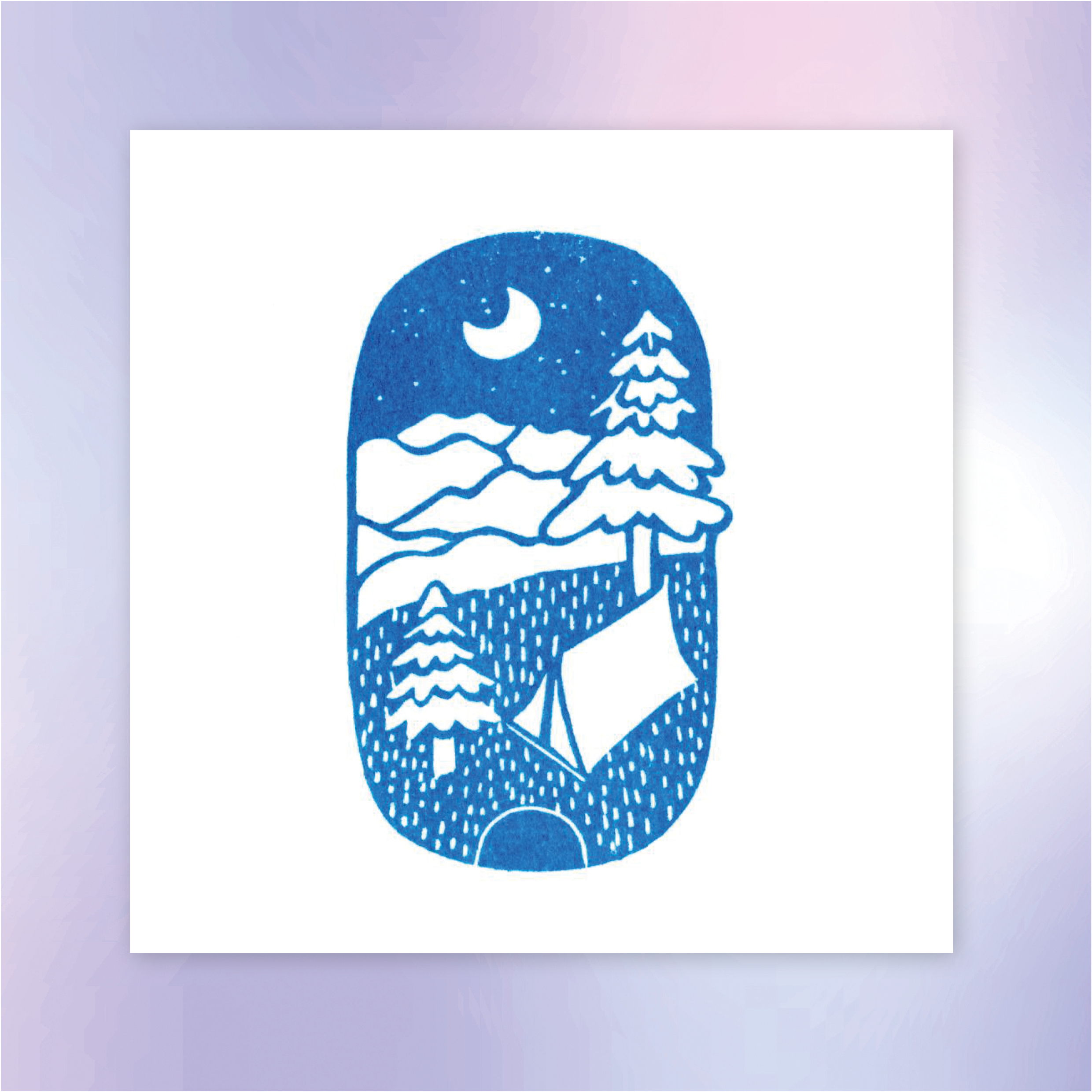 Tampon ex-libris « tente » personnalisable – Gravé à la main à Lyon sur bois flotté