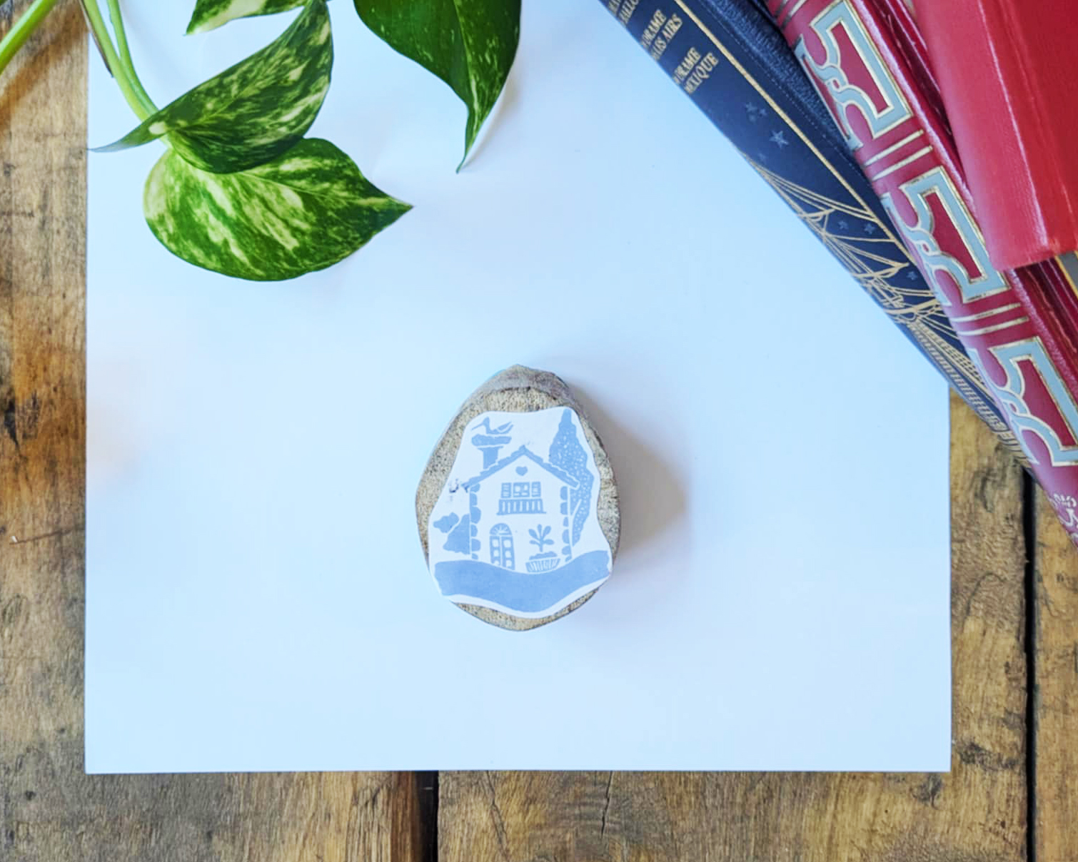 Tampon ex-libris « Maison » personnalisable – Gravé à la main à Lyon sur bois flotté – Image 5