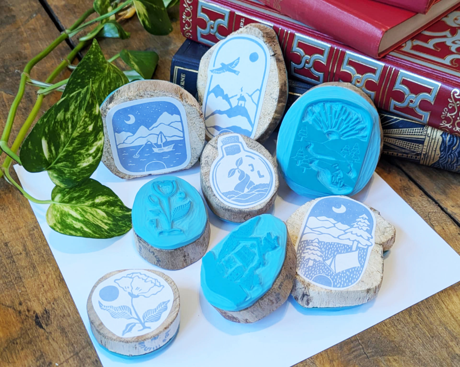 Tampon ex-libris « Fourvière » personnalisable – Gravé à la main à Lyon sur bois flotté – Image 2